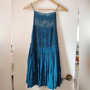 Free People Teal Crochet Dress